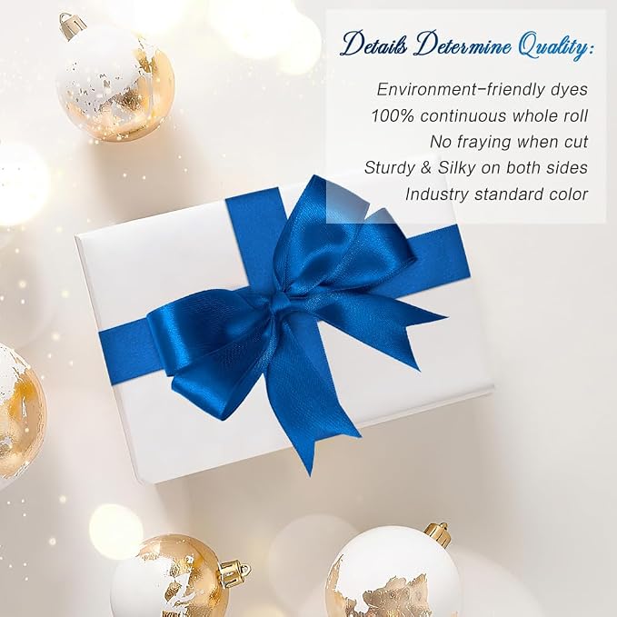 Royal Blue Satin Ribbon 1 Inch 25 Yard Fabric Ribbons - Image 4