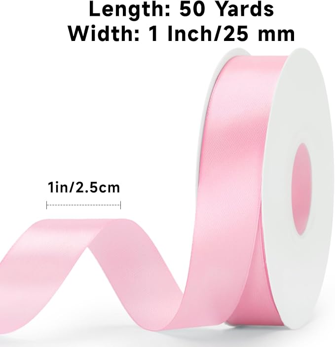 KINGLAKE Light Pink Satin Ribbon - Image 2