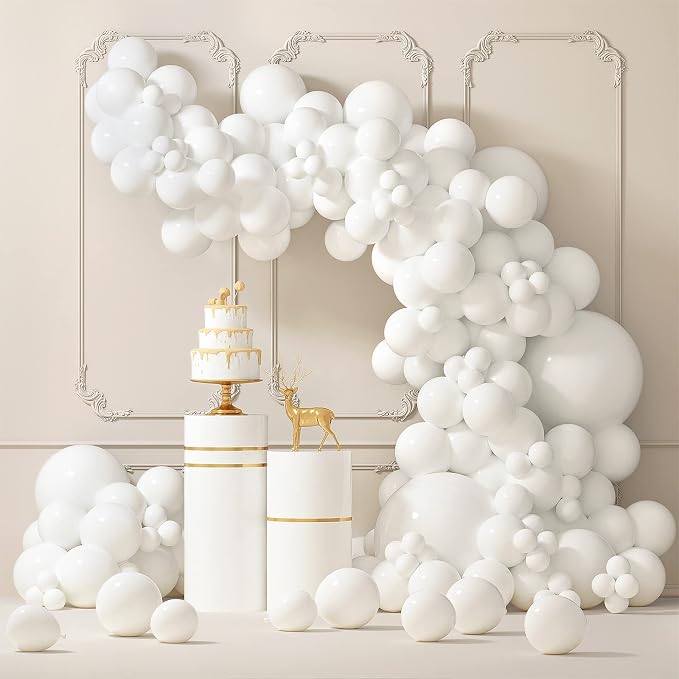 RUBFAC 87pcs White Balloons Different Sizes 18 12 10 5 Inches by RUBFAC