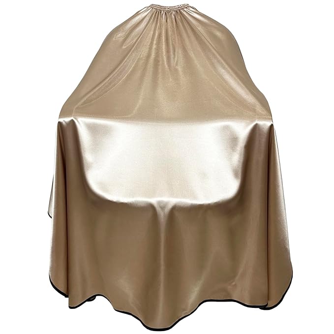 Salon Styling Capes for Clients, Hair Dye Cutting Capes with Elastic Hooks, Waterproof Light Weight Satin Sheen Styling Cape Barber Gown for Stylist, 63”*56”(Champagne Color)