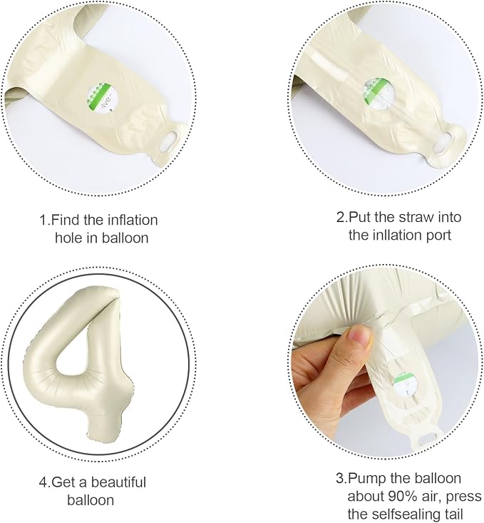 Cream White Number Balloons 40 Inch 1 Balloon - Image 6
