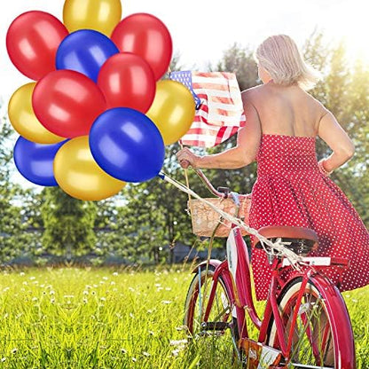 TecUnite 100 Pcs Red Blue Yellow Latex Balloons 13 Inch Colorful Round Balloons - Image 5