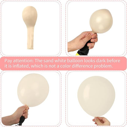 RUBFAC 87pcs Sand White Balloons Different Sizes 18 12 10 5 Inch - Image 3