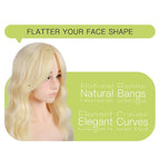 Long Blonde Wavy Wig with Curtain Bangs for Women 26 Inch Synthetic Wig Natural Looking Heat Resistant Fiber Wigs for Daily Party Halloween Cosplay Use