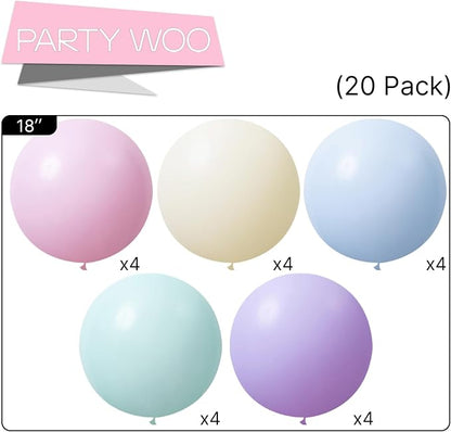 PartyWoo Pastel Rainbow Balloons 20pcs Latex Helium Balloons 18 Inch | Baby - Image 5