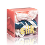 Silmer Silk Scrunchies for Hair Bicolor Hair Tie 100% Mulberry 3 Pack(Pink, Peacock Blue, Apricot)