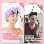 Shintop Spa Headband, Soft Makeup Headband with Cute Bow Elastic Face Wash Hairband for Skincare Facial Mask Showers（Purple）