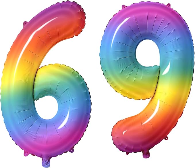 Number 69 Balloons for 69th Birthday Party Decorations, 0-100 Large No.69 by Joycard