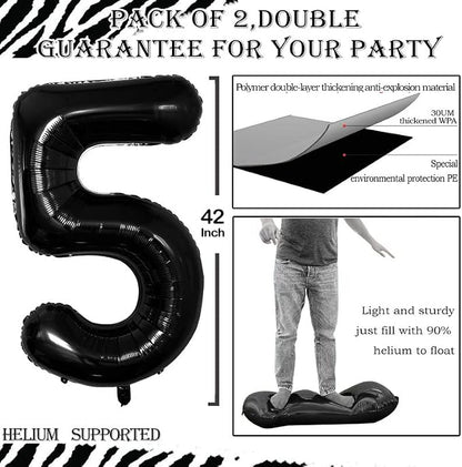 Black Foil Balloons Number 5, Huge Number Balloons - Image 3