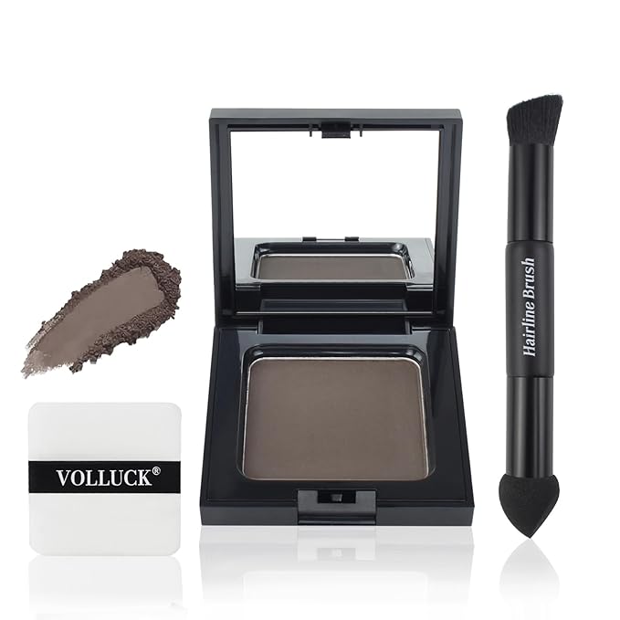 VOLLUCK Root Touch up Powder, Long-lasting Gray Hair Cover up Powder for All Hair Types, Waterproof for Women and Men (Medium-Brown, 0.42 0unce)
