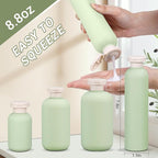 ASEVAT 8.8oz 3Pcs Plastic Refillable Travel Shampoo and Conditioner Bottles Refillable Travel Bottle with Flip Cap Plastic Shampoo and Conditioner Bottles