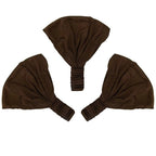 Motique Accessories Set of 3 Wide Cotton Head Band Solid Boho Yoga Style Soft Hairbands - Brown