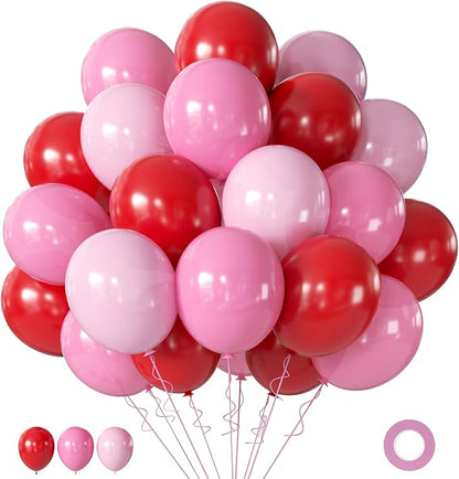 Pink Red Balloons Valentines Balloons 60pcs 12 Inch Red and Pink Latex Balloon by AIOZX