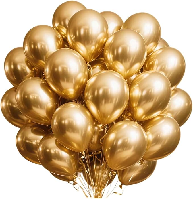 300 Pcs Gold Metallic Chrome Balloons 12 inch Gold Helium Party Balloon by ZWZLIULIAN