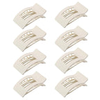 8 Pack French Flat Hair Clips for Women – Large Matte No-Slip Claw Barrettes for Thick & Thin Hair, Strong Hold Styling Accessories (White)