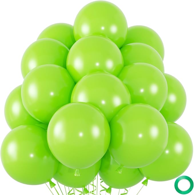 50pcs Lime Green Balloons, 12inch Light Green Latex Balloons Kit | Balloons by ZizasAry