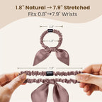 THXSILK 100% Mulberry Silk Bow Scrunchies 3-Pack, 22 Momme Mulberry Silk Hair Ties for Women, Cute Bunny Ear No Damage Ponytail Holders, Fashion Hair Accessories for Girls(S, Purple)