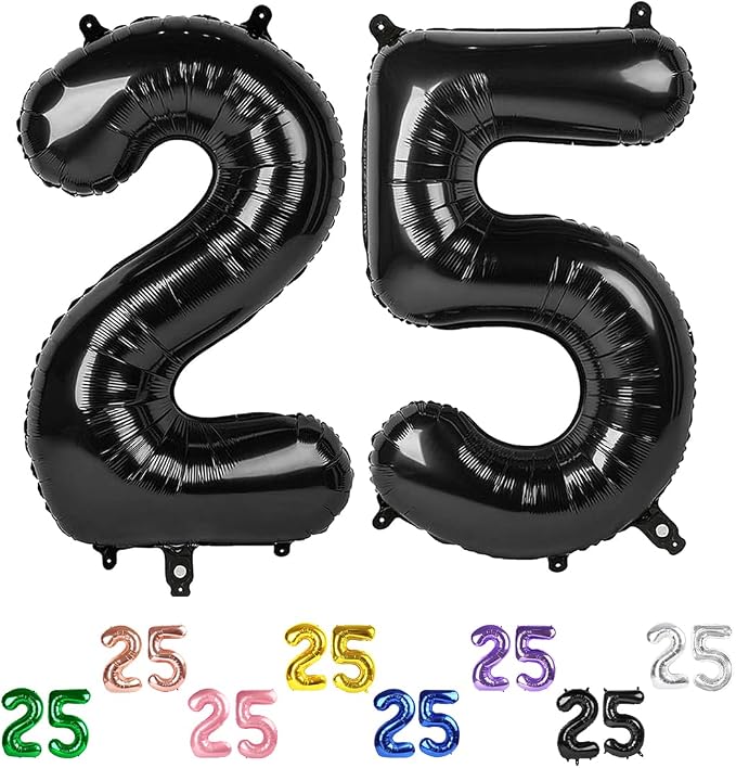 Number Balloons 25 Balloon 40 inch Black by Enyeopd