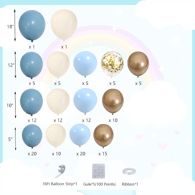DBKL Dusty Baby Blue Balloon Arch Garland Kit, Different Sizes 18 12 10 5 inch - Image 3