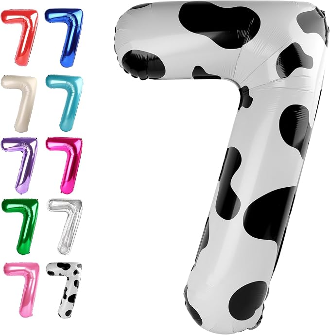 Cow Print Number 7 Balloon 40 inch, Cow Birthday Party Balloons Decorations | by Upgesy