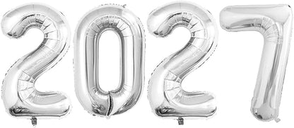 Silver 2027 Foil Number Balloons by GOER