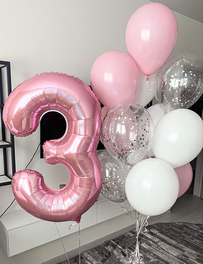 9 Balloon Numbers Birthday Decorations, 40In Pink Balloons - Image 4