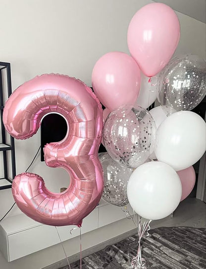 Number 3 Balloons 40 Inch for 3 33 Birthday Party Decorations, Pastel Pink | - Image 2