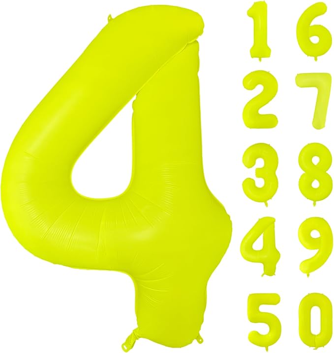 Fluorescent Yellow Number Balloon 40 inch Giant Foil Helium Balloons Yellow by Yeodong
