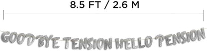 Pre-Strung Goodbye Tension Hello Pension Silver Glitter Banner - Image 4
