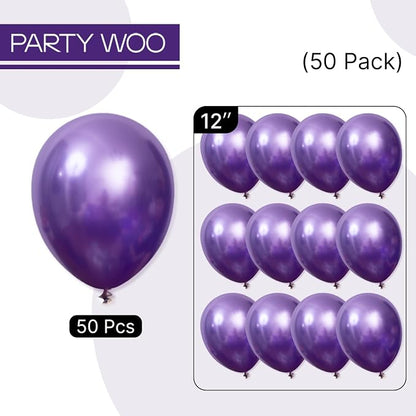 PartyWoo Metallic Purple Balloons 50pcs Chrome Purple Color 12 Inch | Balloons - Image 6