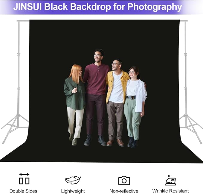 JINSUI Black Backdrop for Photoshoot, Large Background Curtain 10x20 ft | - Image 8