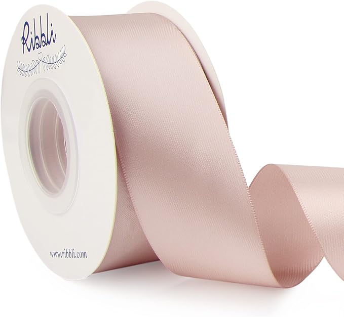 Ribbli Vanilla Double Faced Satin Ribbon, 1-1/2” x Continuous 25 Yards by Ribbli