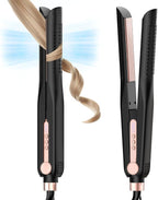 SKIMI Airflow Styler, Titanium Flat Iron Hair Straightener, Professional Curling Iron with Cooling Air Vents to Lock in Style, 5 Temps & Dual Voltage, Auto Off (Black & Rose Blush).