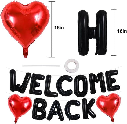 TONIFUL 16 Inch Black WELCOME BACK Foil Letter Balloons Banner Decoration | - Image 2