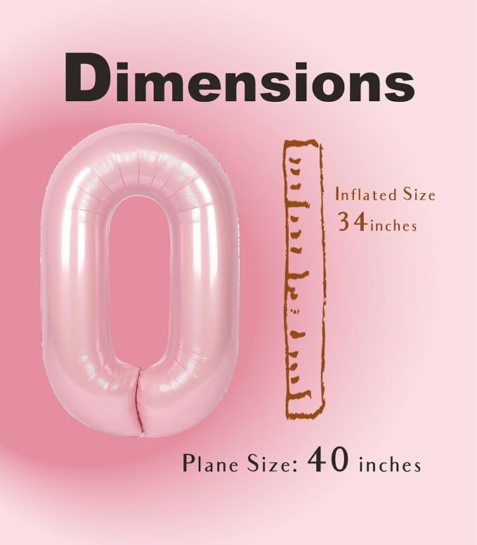 SUWEN 40 Inch Pink Large 0 Balloon Numbers Big Foil Helium Number Balloons 0-9 - Image 4