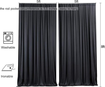 Wrinkle Free Black Backdrop Curtains - Image 7