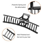 Large Metal Hair Claws for Thick Long Hair - Butterfly Clips with Grip Teeth, Non-Slip Big Jaw Clamps for Women (Black)
