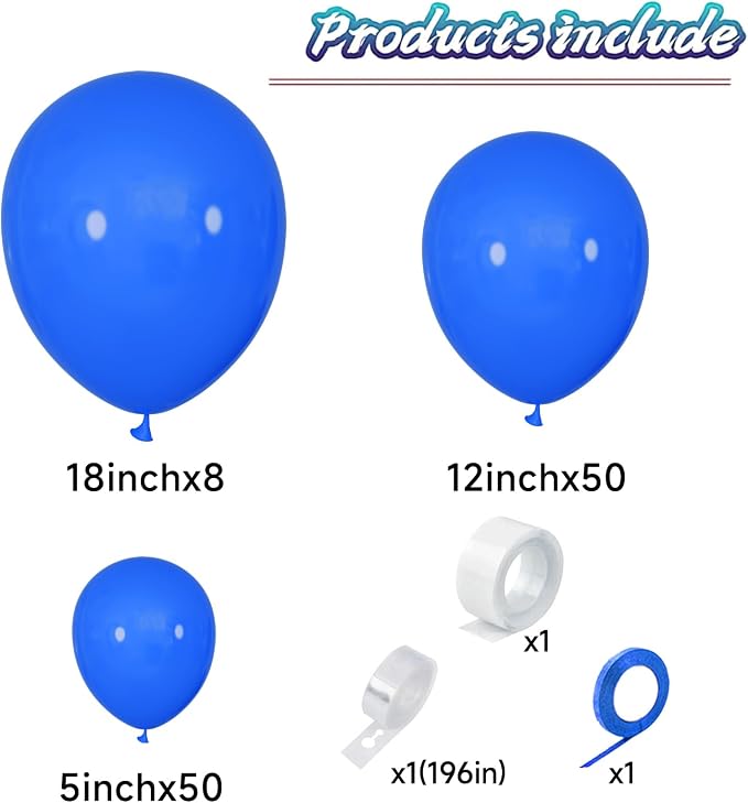 Blue Balloon Arch Kit 111Pcs 18 12 5 Inch Latex Party Balloons Garland - Image 3
