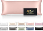 Silk Body Pillow Cases, Mulberry Silk Body Pillow Cover with Zipper, Smooth, Anti Acne, Cooling Sleep Both Sides Natural Silk Satin 20x54 Body Pillowcase, Gifts for Women Men, Coral