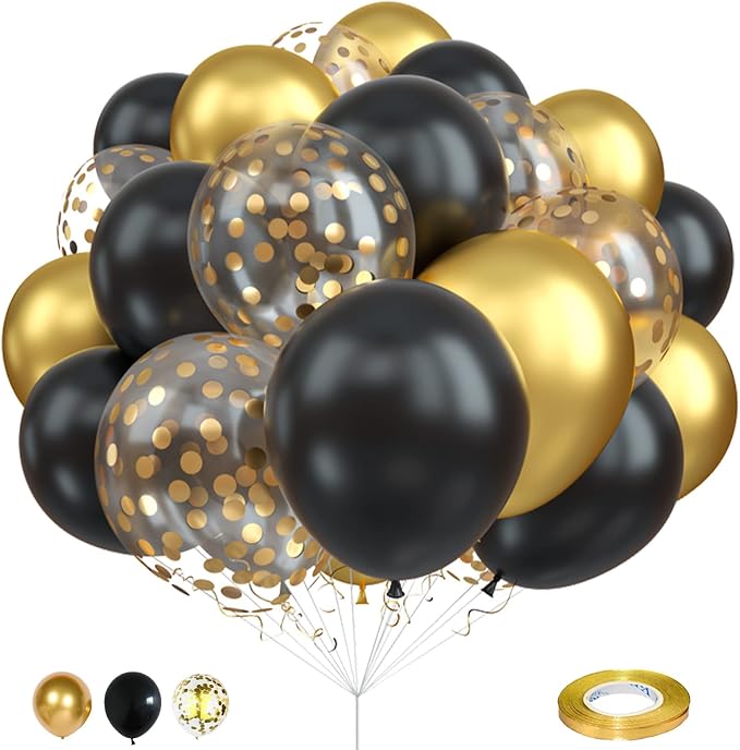 Black and Gold Confetti balloons - Image 9