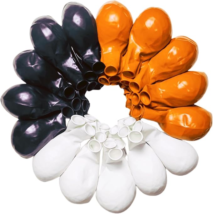 90 Pack Black White Orange Balloons 18 inch Latex Party Balloon Bulk by ZWZLIULIAN