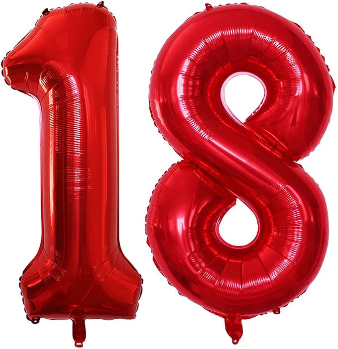 Number 18 Balloons for 18th Birthday Sweet 18 Party Decorations, 42 Inch Jumbo by GOER