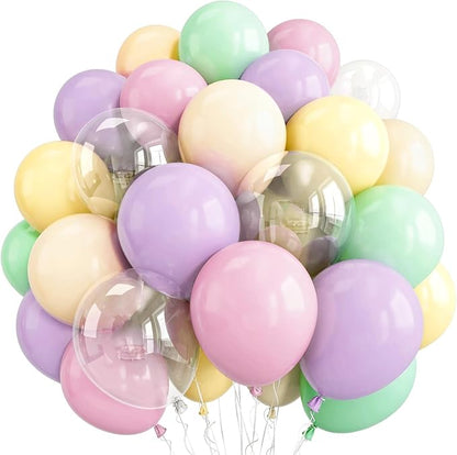 Pastel Rainbow Party Balloons Assorted Colors, Pastel Light Purple Pink Yellow by Lingqiang