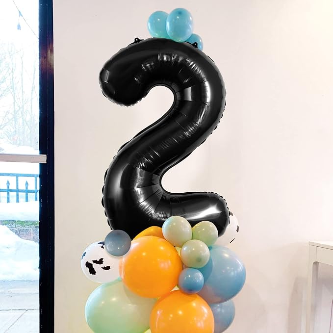 Black Number 2 Balloons 40 Inch Large Foil Balloons, Giant Number Balloon - Image 3