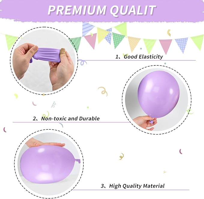 Purple and Sage Green Balloons, Light Metallic Purple Gold Balloon - Image 3
