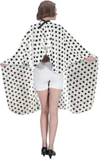 Professional Salon Cape - Polyester Hair Cutting Cape, 54"x62", Black and White Dots