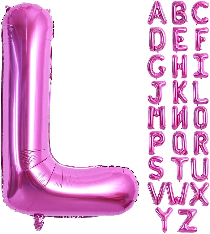 TONIFUL 40 Inch Large Rose Red Letter L Balloons Giant Hot Pink Alphabet Letter by TONIFUL