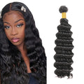 Bundles Human Hair Natural Black Deep Wave Bundles Niegmeag Peruvian Virgin Remy Hair Single Bundle 28 Inch Double Weft Soft and Silky Color 1B Deep Wave Bundle Hair Weave 100g