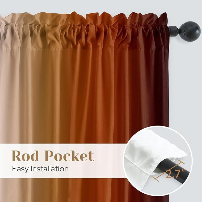 Burnt Orange Kitchen Curtains 2 Panels - Image 3