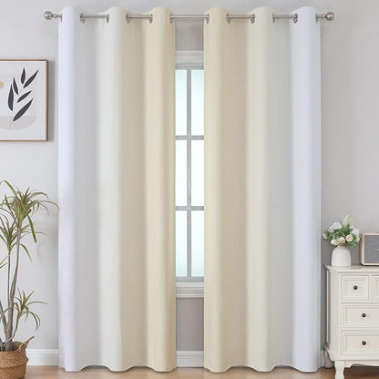 Beige and Greyish White Blackout Curtains - Image 2